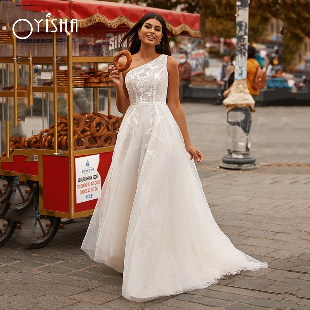 OYISHA Elegant One Shoulder Wedding Dresses For Women‘s 2023 Lace Appliques A Line Tulle Robe De Mariée Sweep Train Bridal Gown
OYISHA Elegant One Shoulder Wedding Dresses For Women‘s 2023 Lace Appliques A Line Tulle Robe De Mariée Sweep Train Bridal Gown