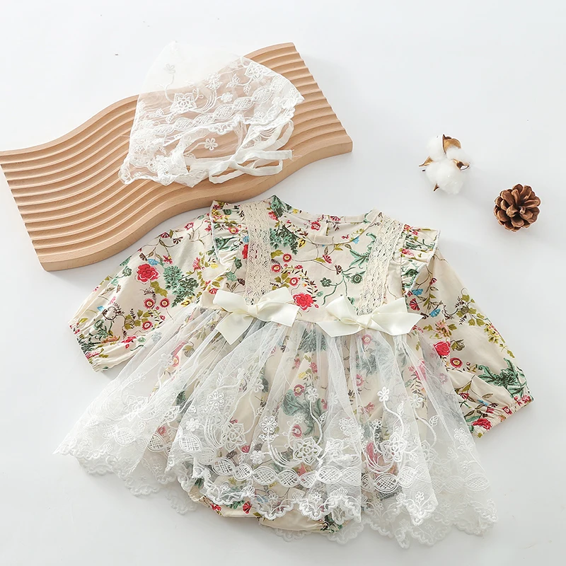 Korean Style Baby Girl Lace Stitching Printed Flower Bodysuits+Hat Infant Baby Girls Jumpsuit Spring Autumn Baby Girls Clothes
Korean Style Baby Girl Lace Stitching Printed Flower Bodysuits+Hat Infant Baby Girls Jumpsuit Spring Autumn Baby Girls Clothes