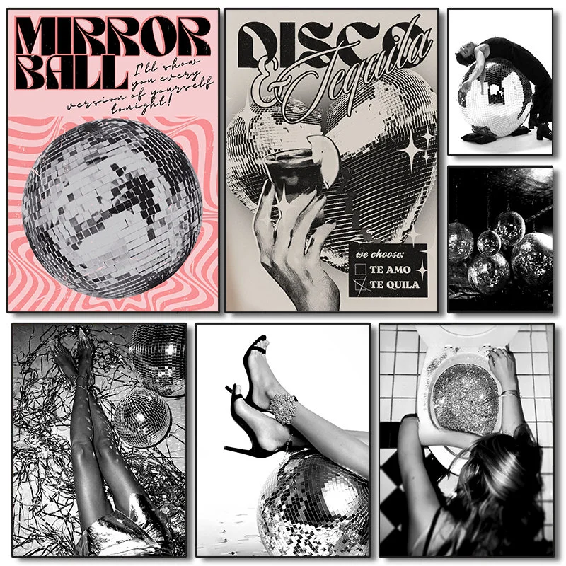 Vintage Trendy Bar 70s Inspired Disco Mirror Ball Prints Retro Poster Canvas Painting Wall Art Pictures Home Bar Club Decor Gift
Vintage Trendy Bar 70s Inspired Disco Mirror Ball Prints Retro Poster Canvas Painting Wall Art Pictures Home Bar Club Decor Gift