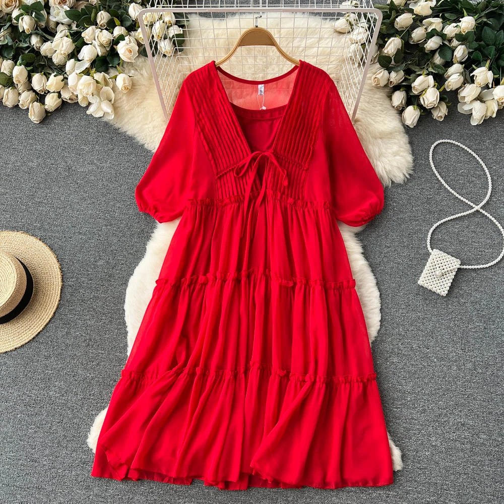 Clothland Women Sweet Red Maxi Vestido Two Piece Set With Lining Vestido V Neck Bow Tie Chic Summer Vestidos DA215
Clothland Women Sweet Red Maxi Vestido Two Piece Set With Lining Vestido V Neck Bow Tie Chic Summer Vestidos DA215
