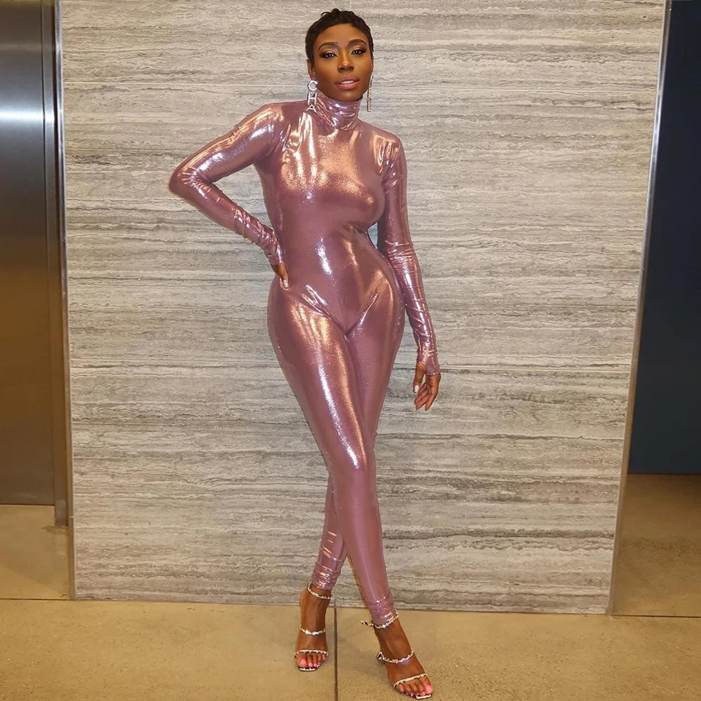 Slim Fit Long Sleeve Women Jumpsuits 2023 Fashion Zipper Turtleneck Skinny Leather PU Rompers Streetwear Female Overalls
Slim Fit Long Sleeve Women Jumpsuits 2023 Fashion Zipper Turtleneck Skinny Leather PU Rompers Streetwear Female Overalls