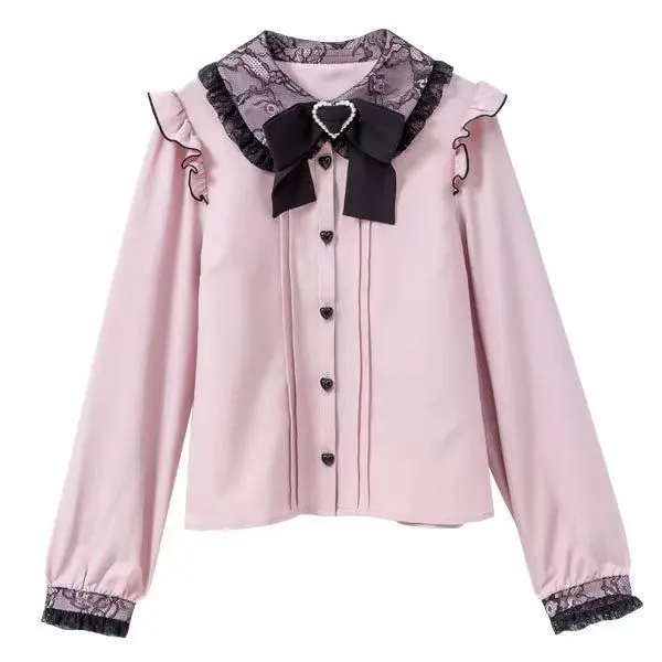 Lolita Styles 2023 New Spring Long Sleeve Women Blouses Love Rhinestone Bow Peter Pan Collar Princess Top Puff Sleeve Shirts
Lolita Styles 2023 New Spring Long Sleeve Women Blouses Love Rhinestone Bow Peter Pan Collar Princess Top Puff Sleeve Shirts