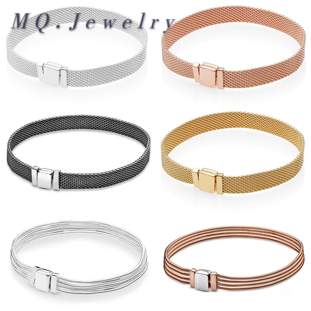 2020 New Popular 100% 925 Original Silver Rose Shine Reflexions Oxidised Mesh Multi Snake Chain Bracelet DIY Jewelry For Women
2020 New Popular 100% 925 Original Silver Rose Shine Reflexions Oxidised Mesh Multi Snake Chain Bracelet DIY Jewelry For Women