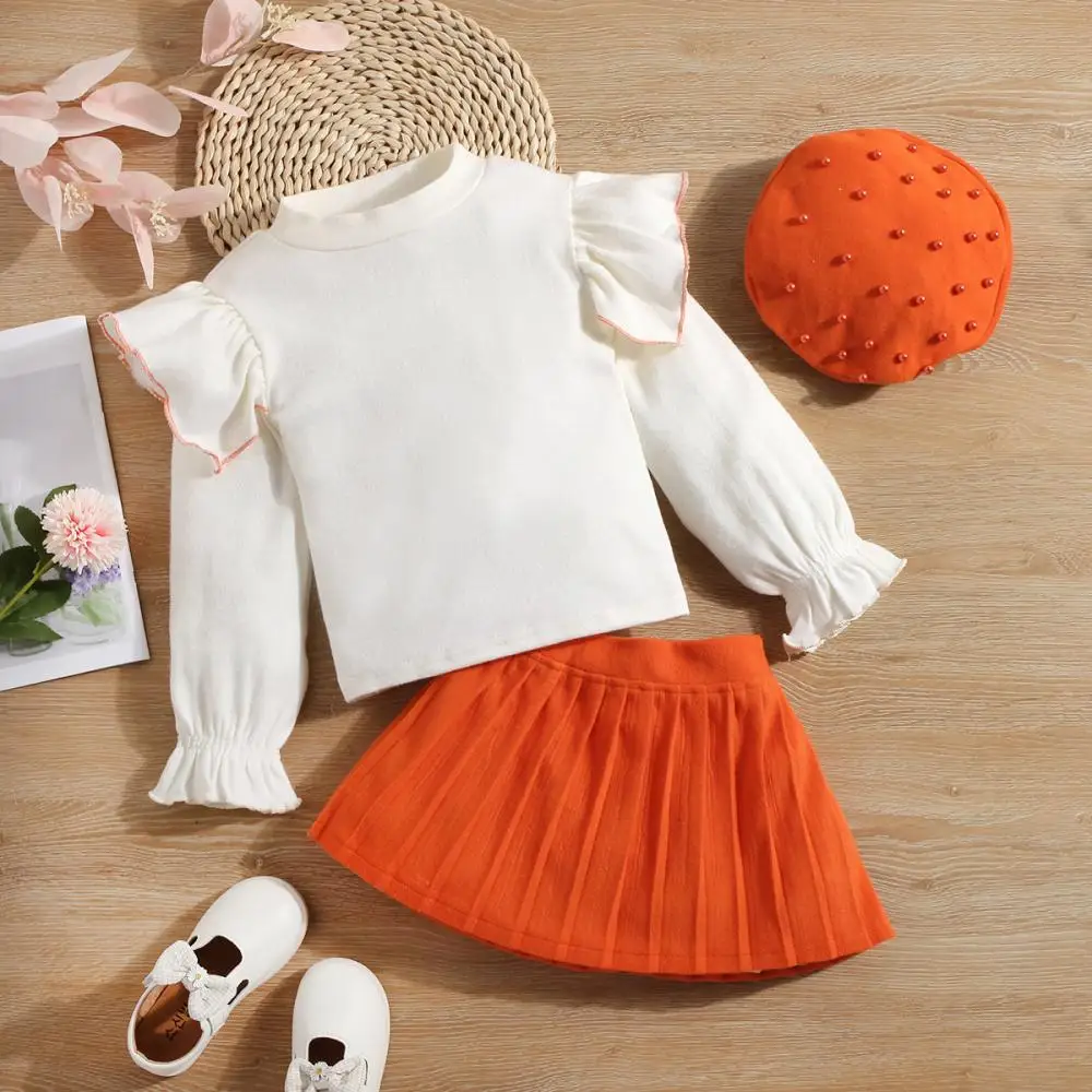 Baby Girls Clothes Dress Set Infant Girl White T-shirt Tops Pleated Skirt with Beret Hat Toddlers Casual Clothing Sets Kids Wear
Baby Girls Clothes Dress Set Infant Girl White T-shirt Tops Pleated Skirt with Beret Hat Toddlers Casual Clothing Sets Kids Wear