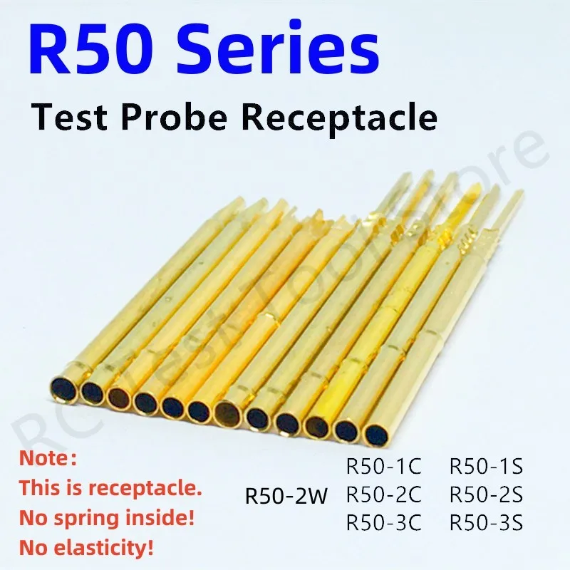 

100Pcs R50 Series Test Probe Receptacle Length17.5mm Pogo Pin Test Pin Needle Seat Socket For P50 PCB R50-2C R50-2S P50-B P50-B1