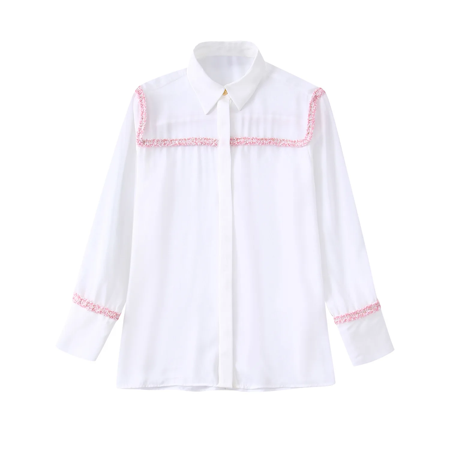 2022 new European American style texture stitching loose fashion versatile shirt blouse
2022 new European American style texture stitching loose fashion versatile shirt blouse