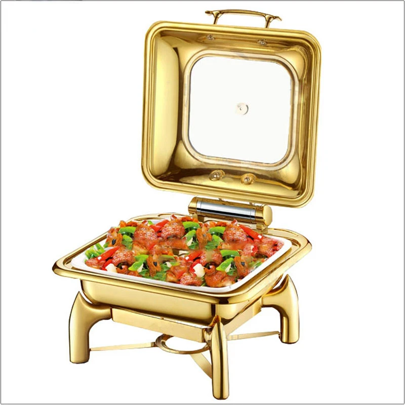 Restaurant supplies luxury modern roll top glass lid serving dish golden chafing dish food warmer for sales philippines
Restaurant supplies luxury modern roll top glass lid serving dish golden chafing dish food warmer for sales philippines