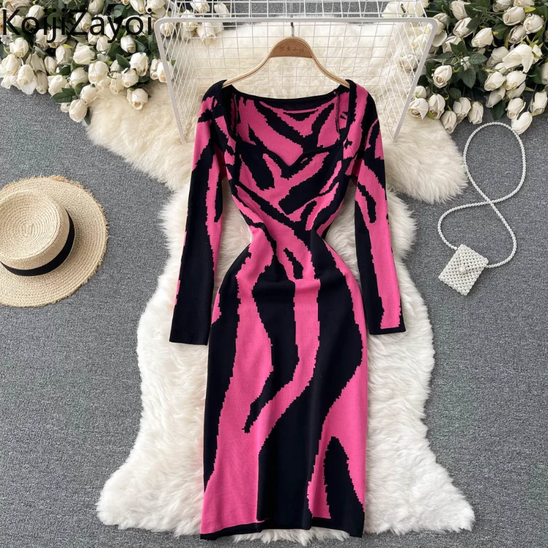 Koijizayoi Women Knitted Autumn Winter Dress Lady Long Sleeves O Neck Bodycon Party Dresses Stretchy Patchwork Color Vestidos
Koijizayoi Women Knitted Autumn Winter Dress Lady Long Sleeves O Neck Bodycon Party Dresses Stretchy Patchwork Color Vestidos