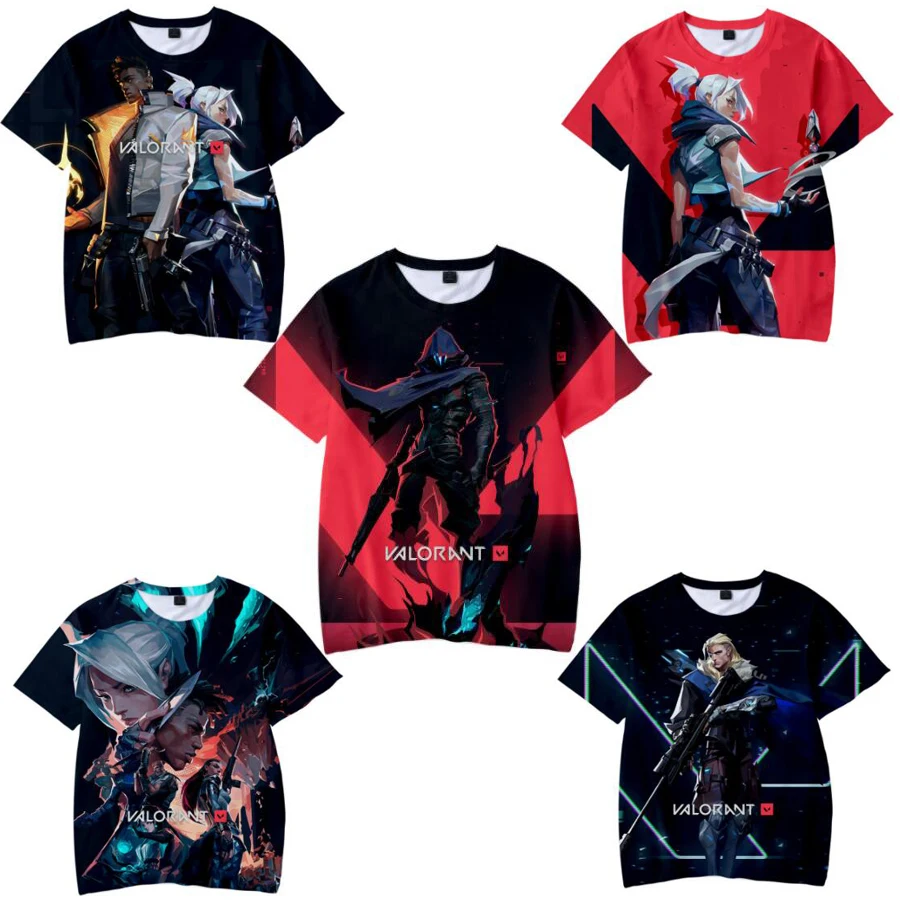 Hot Game Valorant 3D Print T Shirt for Kids Aldult Phoenix Sage Sova Viper Jett Raze Killjoy Skye Yoru Cypher Cosplay Costume
Hot Game Valorant 3D Print T Shirt for Kids Aldult Phoenix Sage Sova Viper Jett Raze Killjoy Skye Yoru Cypher Cosplay Costume