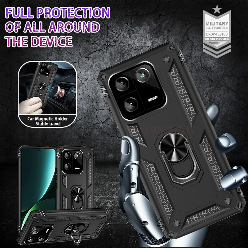 Чехол для xiao mi 13 pro роскошный автомобильный чехол с магнитным кольцом-держателем