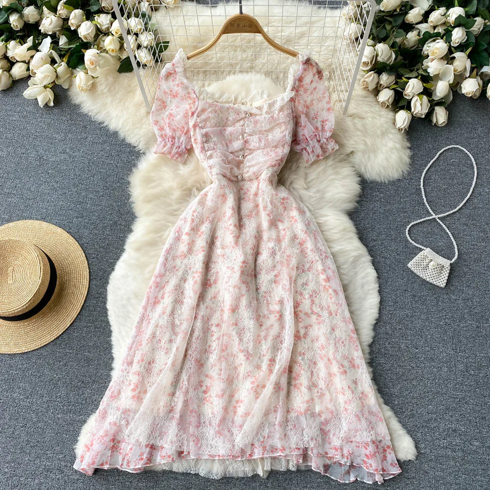 2022 French Style Casual and Sweet Temperament Square Collar Floral Tight Waist Dress
2022 French Style Casual and Sweet Temperament Square Collar Floral Tight Waist Dress