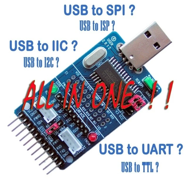 Адаптер CH341A с USB на I2C/IIC/SPI/UART/TTL/ISP, параллельный конвертер портов EPP/MEM
Адаптер CH341A с USB на I2C/IIC/SPI/UART/TTL/ISP, параллельный конвертер портов EPP/MEM