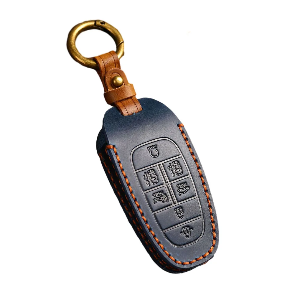 Perfect Design Car Key Cover Holder Shell 1 Pc 7 Buttons Anti-Drop Anti-Fall Blue Cowhide Full Coverage Key Fob
Perfect Design Car Key Cover Holder Shell 1 Pc 7 Buttons Anti-Drop Anti-Fall Blue Cowhide Full Coverage Key Fob