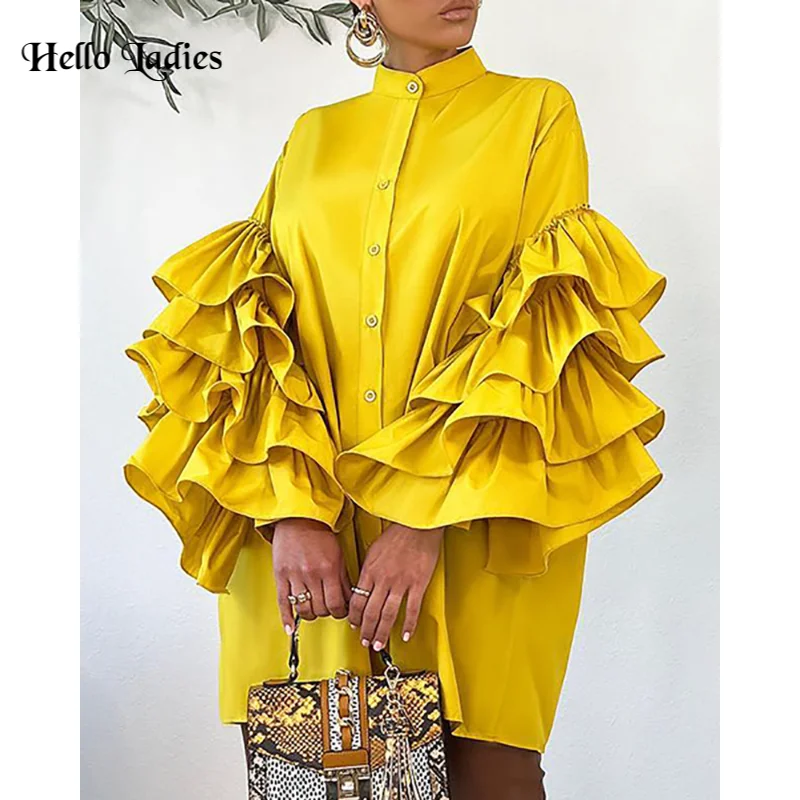 HL Women Spring New Chic Solid Fashion Stand Collar Long Sleeves Ruffle Design Casual Blouses Dress Ladies Elegant Tops
HL Women Spring New Chic Solid Fashion Stand Collar Long Sleeves Ruffle Design Casual Blouses Dress Ladies Elegant Tops