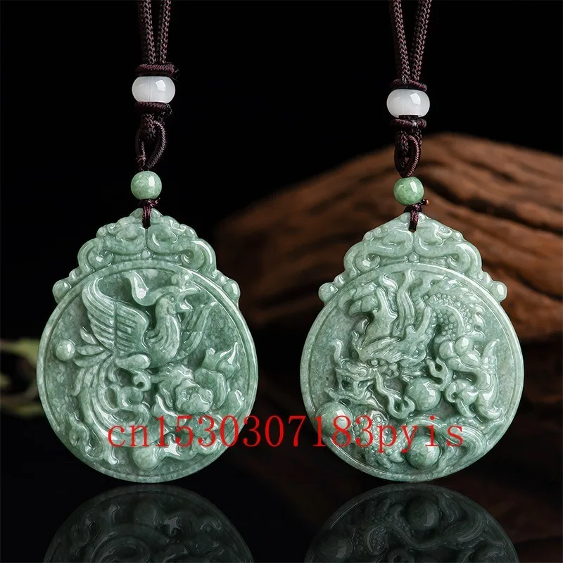 Natural Burmese Emerald Dragon Phoenix Pendant Jade Necklace Carved Fashion Jewelry Accessories Charm Amulet Gifts for Women Men
Natural Burmese Emerald Dragon Phoenix Pendant Jade Necklace Carved Fashion Jewelry Accessories Charm Amulet Gifts for Women Men