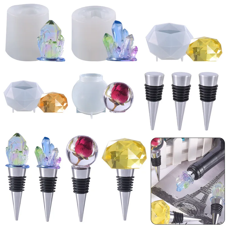 DIY Crystal Epoxy Mould Resin Wine Bottle Stopper Epoxy Jewelry Crystal Gem Cluster Silicone Mould
DIY Crystal Epoxy Mould Resin Wine Bottle Stopper Epoxy Jewelry Crystal Gem Cluster Silicone Mould