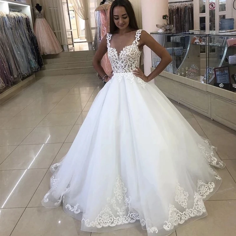 ANGELDBRIDEP Spaghetti Straps Ball Gown Wedding Dress Applique See-thourgh Robe De Soirée De Mariage Bridal Dress Custom Made
ANGELDBRIDEP Spaghetti Straps Ball Gown Wedding Dress Applique See-thourgh Robe De Soirée De Mariage Bridal Dress Custom Made