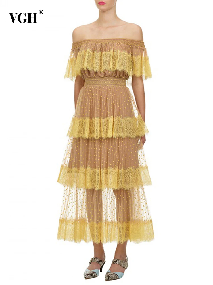 VGH Patchwork Mesh Loose Dresses For Women Slash Neck Butterfly Short Sleeve Colorblock Ruched Long Dress Women Spring Clothes
VGH Patchwork Mesh Loose Dresses For Women Slash Neck Butterfly Short Sleeve Colorblock Ruched Long Dress Women Spring Clothes