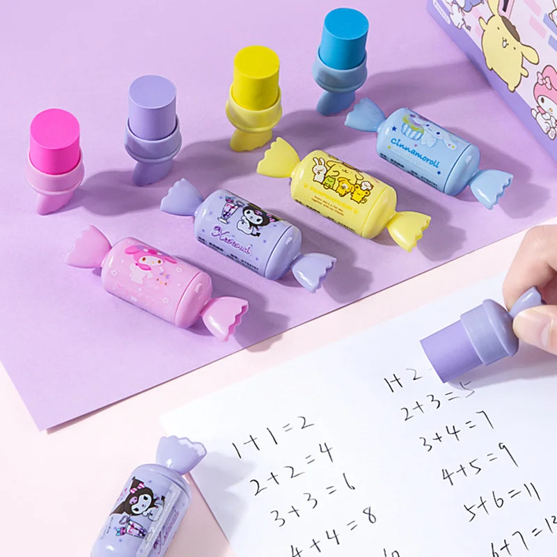 4pcs Sanrio Eraser My Melody Kuromi Purin Cinnamoroll Kawaii Eraser Creative Candy Shaped Eraser Girls Children\'s Prize Gifts 
4pcs Sanrio Eraser My Melody Kuromi Purin Cinnamoroll Kawaii Eraser Creative Candy Shaped Eraser Girls Children\'s Prize Gifts