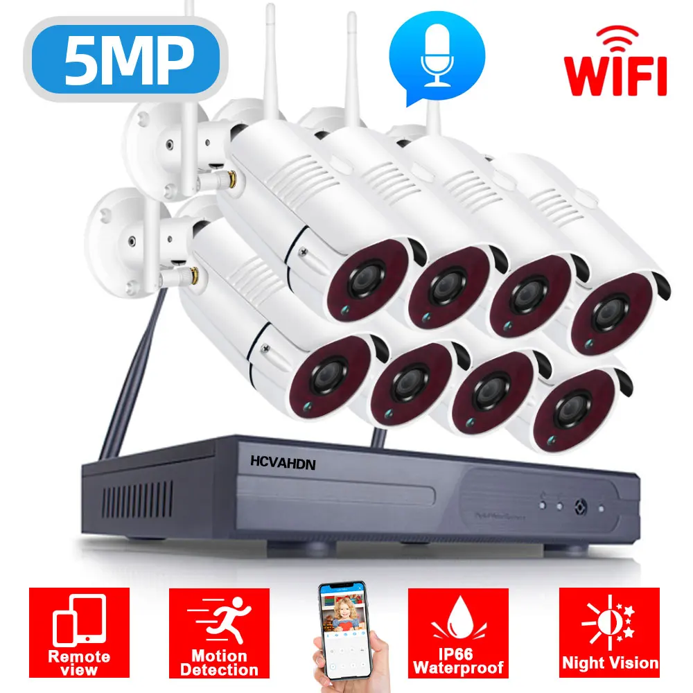 5MP WIFI NVR Video Surveillance Kit 8CH Outdoor Waterproof Wireless Security Camera System HD CCTV Wifi IP Monitoring Camera Set
5MP WIFI NVR Video Surveillance Kit 8CH Outdoor Waterproof Wireless Security Camera System HD CCTV Wifi IP Monitoring Camera Set