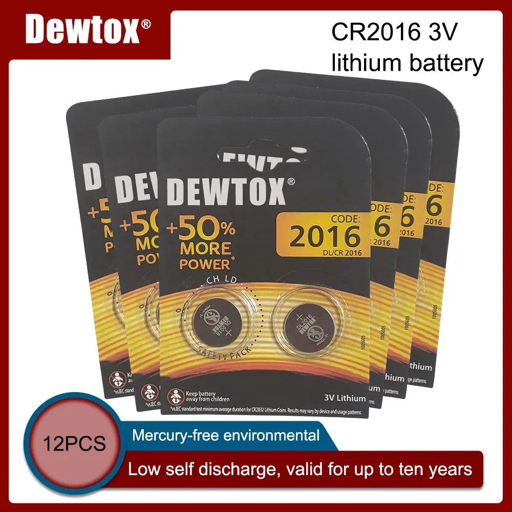 12PCS Original For DEWTOX CR2016 Button Cell Battery 3V Lithium Batteries for Watch Toy Computer Calculator Control DLCR 2016 
12PCS Original For DEWTOX CR2016 Button Cell Battery 3V Lithium Batteries for Watch Toy Computer Calculator Control DLCR 2016