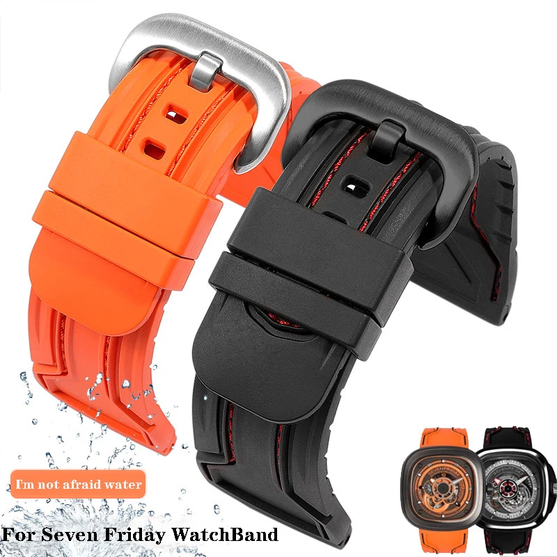 

28mm WatchBands for Seven Friday Rubber Waterproof Watch Strap Sevenfriday Wristband Bracelet P3C/02/SF-M3/04/P1B/01 Series