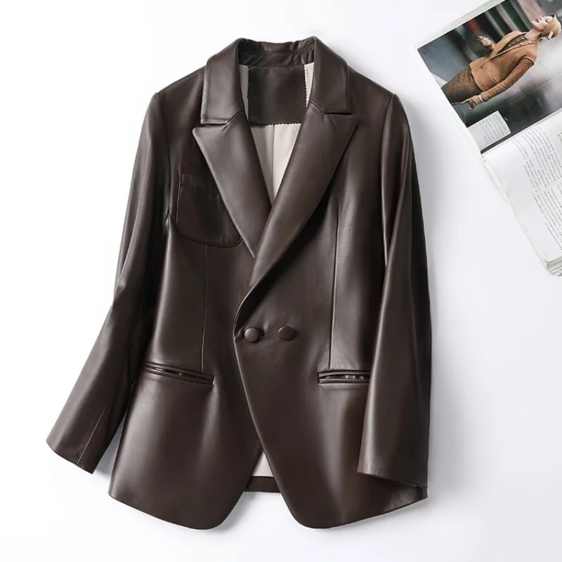Spring Office Ladies Double Breasted Luxury Sheepskin Genuine Leather Blazer Jacket Women Slim Fit Work Cargo Jackets Oute 2023
Spring Office Ladies Double Breasted Luxury Sheepskin Genuine Leather Blazer Jacket Women Slim Fit Work Cargo Jackets Oute 2023
