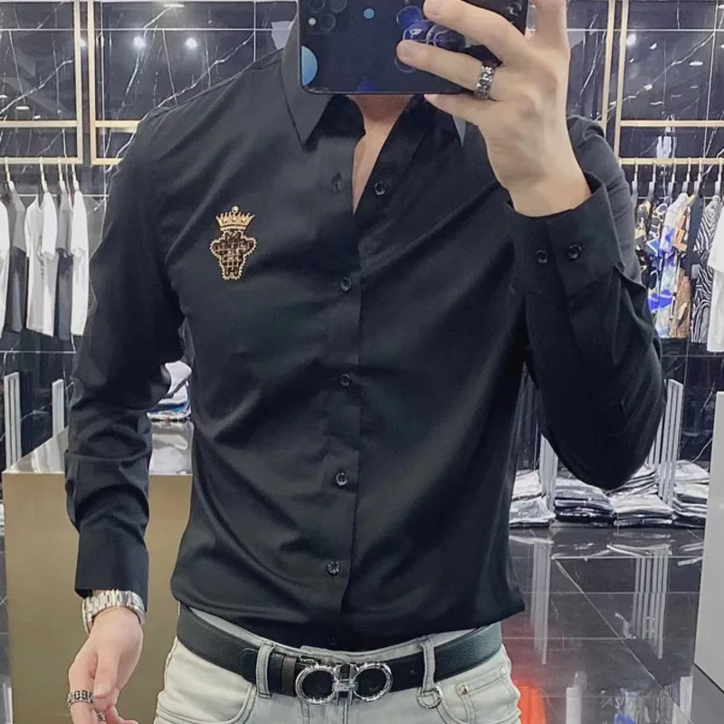 2022 Fall Fashion Trend Personality Casual Rhinestones Slim Long Sleeve Dress Shirt Men New Print Shirt Men Camisa Masculina
2022 Fall Fashion Trend Personality Casual Rhinestones Slim Long Sleeve Dress Shirt Men New Print Shirt Men Camisa Masculina