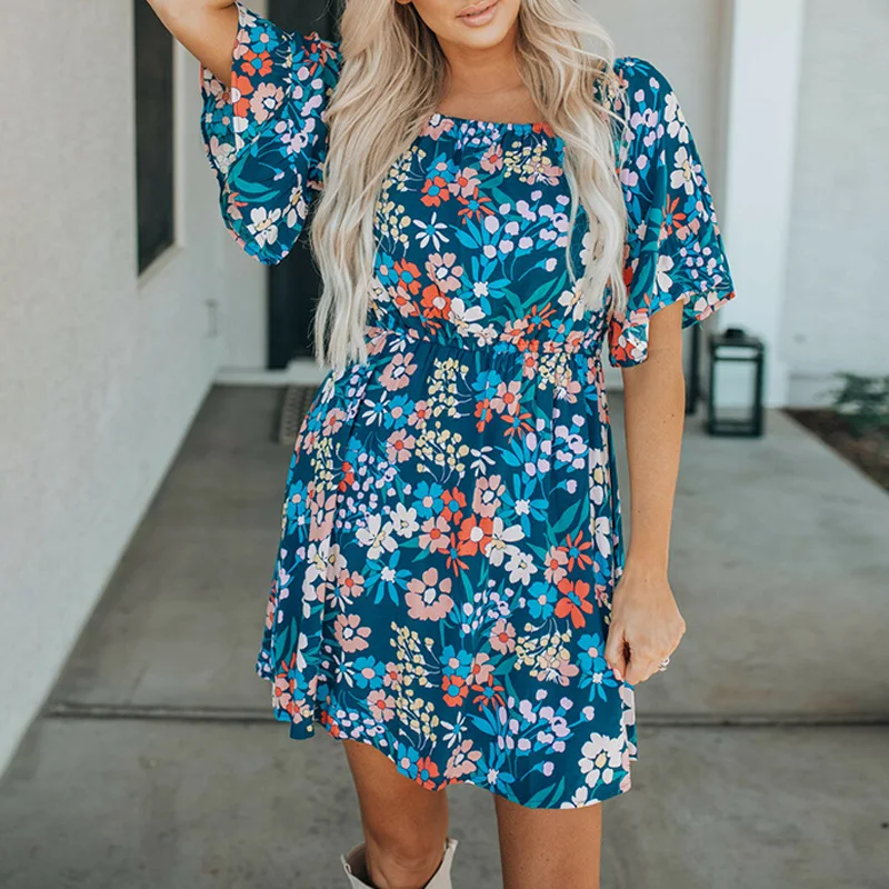 Shi Ying's New Square Neck Fragmented Flower Short Sleeve Dress Summer Women's Ruffle Sleeve Simple Short Skirt
Shi Ying's New Square Neck Fragmented Flower Short Sleeve Dress Summer Women's Ruffle Sleeve Simple Short Skirt