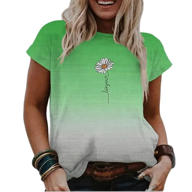 Vrouwen T-shirt Met Zonnebloem Bloemenprint Korte Mouwen Ronde Hals Fashion Stof Zomer Nieuwe Vrouwen T-shirt
Vrouwen T-shirt Met Zonnebloem Bloemenprint Korte Mouwen Ronde Hals Fashion Stof Zomer Nieuwe Vrouwen T-shirt