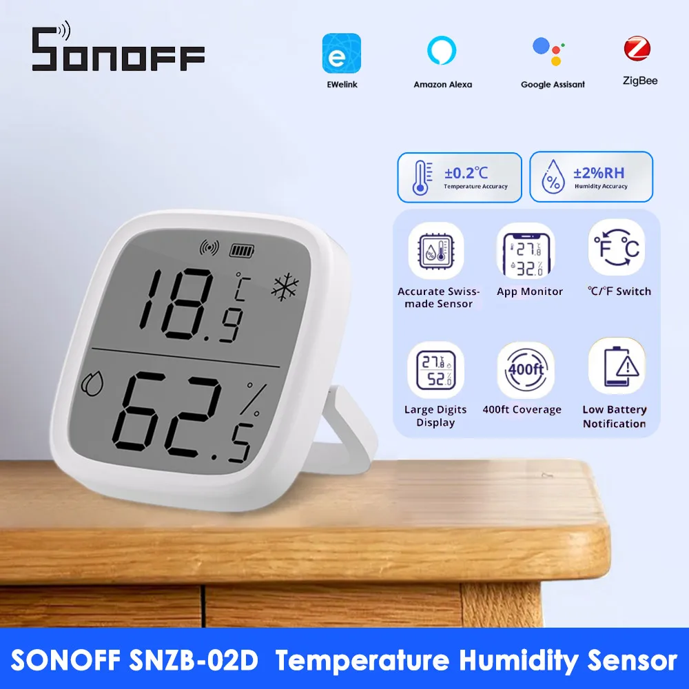 SONOFF SNZB-02D Zigbee 3.0 LCD Temperature Humidity Sensor Smart Home Mini High Accuracy Sensors Works With Alexa Google Home
SONOFF SNZB-02D Zigbee 3.0 LCD Temperature Humidity Sensor Smart Home Mini High Accuracy Sensors Works With Alexa Google Home