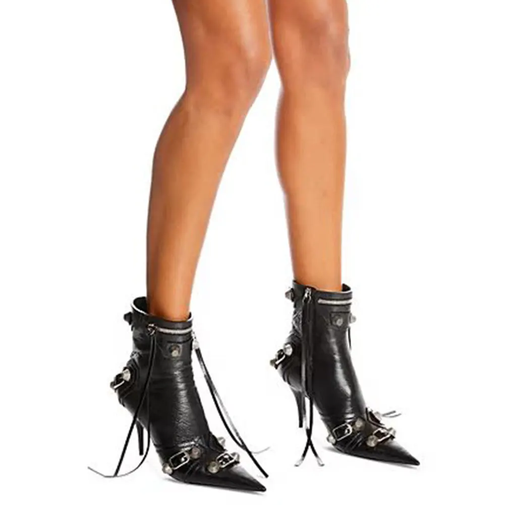 Gnazhee 2022 Punk Rivets Women's Ankle Biker Boots Black Pointed Toe Sexy Thin High Heels Party Shoes Ladies Stiletto Boots
Gnazhee 2022 Punk Rivets Women's Ankle Biker Boots Black Pointed Toe Sexy Thin High Heels Party Shoes Ladies Stiletto Boots
