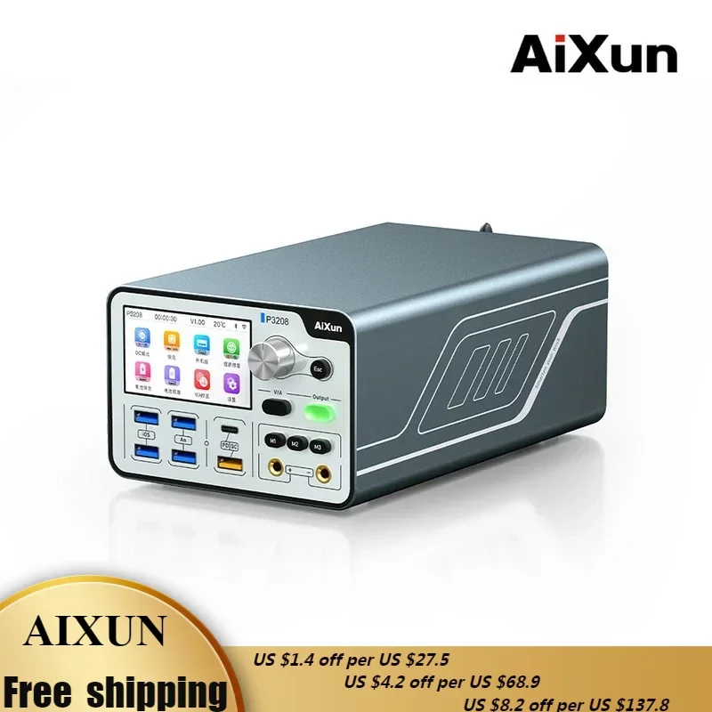 Умный Регулируемый источник питания AiXun P3208 32 В/8A для iPhone 6-14ProMax, однокнопочный тест питания, быстрая зарядка батареи материнской платы
Умный Регулируемый источник питания AiXun P3208 32 В/8A для iPhone 6-14ProMax, однокнопочный тест питания, быстрая зарядка батареи материнской платы