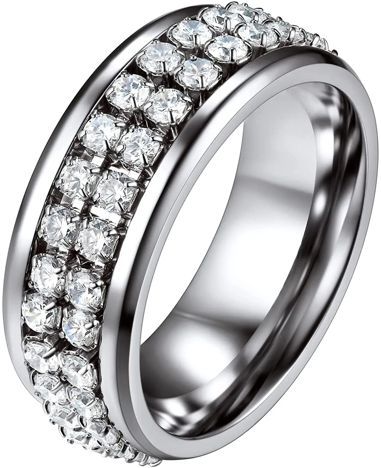 Richsteel 8MM Stainless Steel Cubic Zirconia Fidget Spinner Ring for Men Women Wedding Band Rings, Size 7-14
Richsteel 8MM Stainless Steel Cubic Zirconia Fidget Spinner Ring for Men Women Wedding Band Rings, Size 7-14