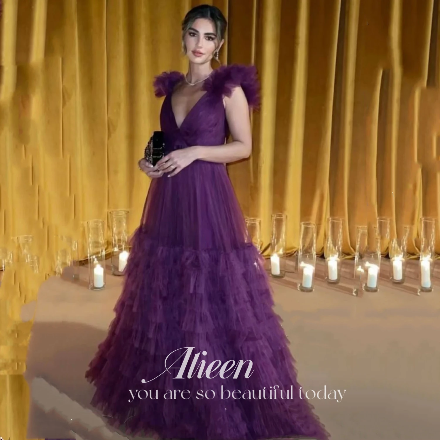 

Aileen элегантные фиолетовые длинные вечерние платья а-силуэта без рукавов без бретелек официальное платье для выпускного вечера платья