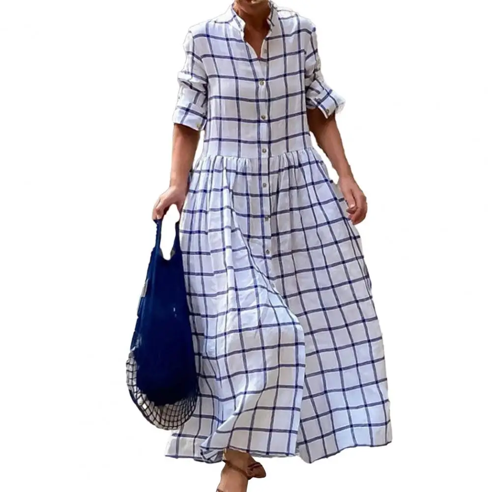 Женское свободное платье А-силуэта, блестящее однобортное платье в клетку с плиссированным лацканом и подолом
Женское свободное платье А-силуэта, блестящее однобортное платье в клетку с плиссированным лацканом и подолом