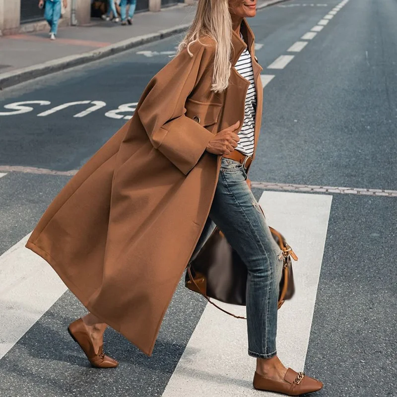 Fashion Lapel Collar Woolen Long Coats Fall Women Elegant Single-breasted Solid Jacket Winter Casual Long Sleeve Loose Outerwear
Fashion Lapel Collar Woolen Long Coats Fall Women Elegant Single-breasted Solid Jacket Winter Casual Long Sleeve Loose Outerwear