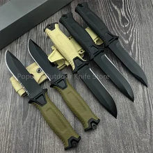 Gb 1500 Fixed Blade Knife Military Tactical Camping Hunting Pocket Knives Black Coating Blade W/ Leather sheath Edc Multi Tool