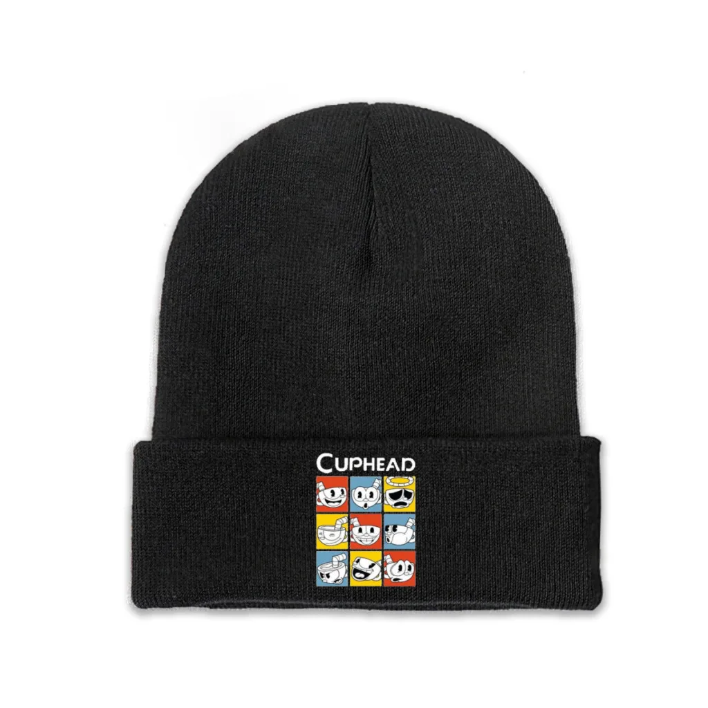 

Classic and Simple Cuphead Mugman Breakthrough Game Knitting Beanie Caps Skullies Beanies Ski Caps Soft Bonnet Hats Winter Warm