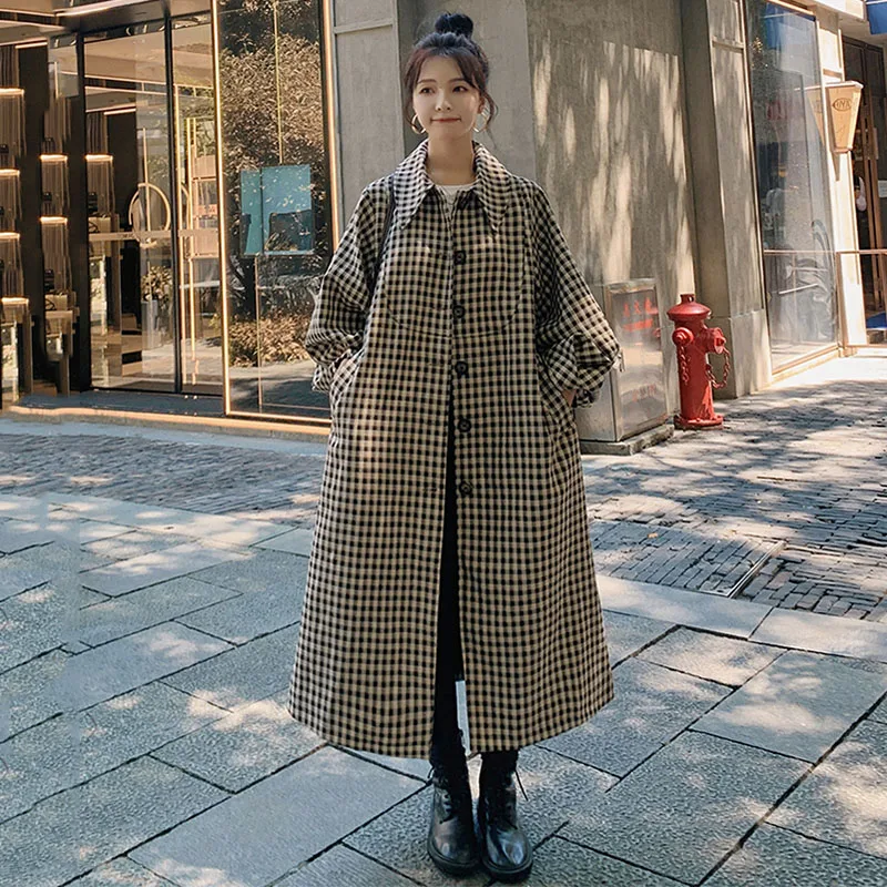 Women's Windbreaker2022Spring Autumn New Plaid Korean Loose Lantern Sleeves Fashion Single-Breasted High-Quality Coat Female 3Z
Women's Windbreaker2022Spring Autumn New Plaid Korean Loose Lantern Sleeves Fashion Single-Breasted High-Quality Coat Female 3Z