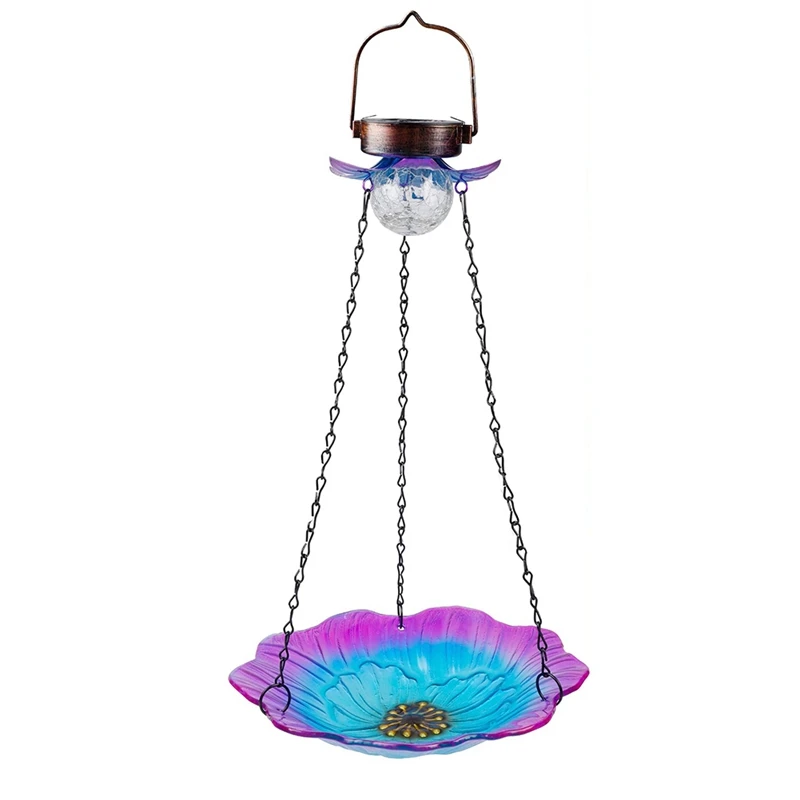 Solar Powered Bird Bath For Outdoor Hanging, Wild Bird Feeder Glass Flower Seed Tray Outside, Waterproof Birdfeeders
Solar Powered Bird Bath For Outdoor Hanging, Wild Bird Feeder Glass Flower Seed Tray Outside, Waterproof Birdfeeders