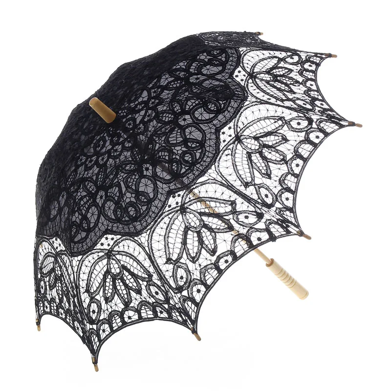Винтажный кружевной зонтик Battenburg ручной работы черного цвета свадебные зонтики