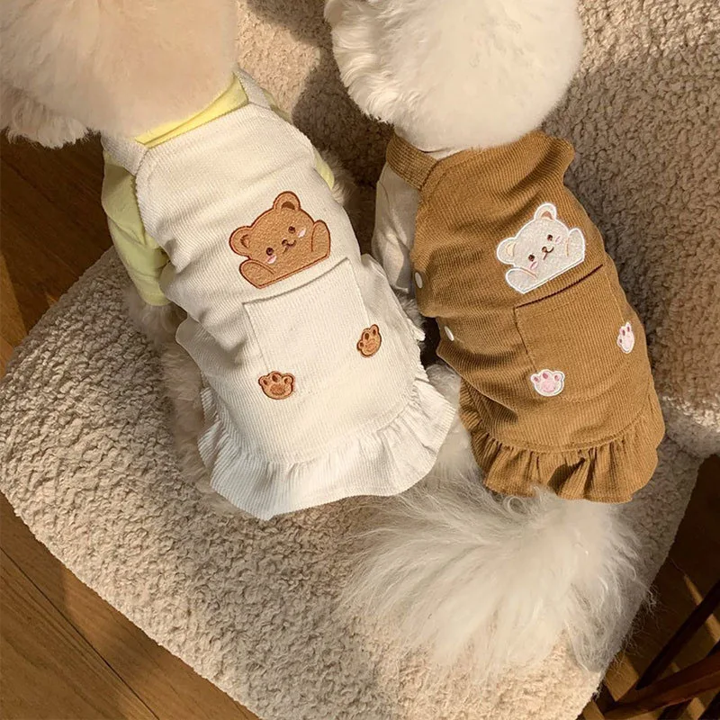 Winter Dog Clothes Cute Bear Print Corduroy Dog Vest Sling Dress Puppy Chihuahua Yorkshire Cat Warm Pet Skirt For Small Dogs
Winter Dog Clothes Cute Bear Print Corduroy Dog Vest Sling Dress Puppy Chihuahua Yorkshire Cat Warm Pet Skirt For Small Dogs