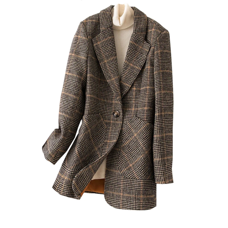 2021 Autumn Winter Fashion Plaid Casual Slim Blazers Women Single Breasted Female Outerwear Ladies Jackets Plus Size M-5XL
2021 Autumn Winter Fashion Plaid Casual Slim Blazers Women Single Breasted Female Outerwear Ladies Jackets Plus Size M-5XL
