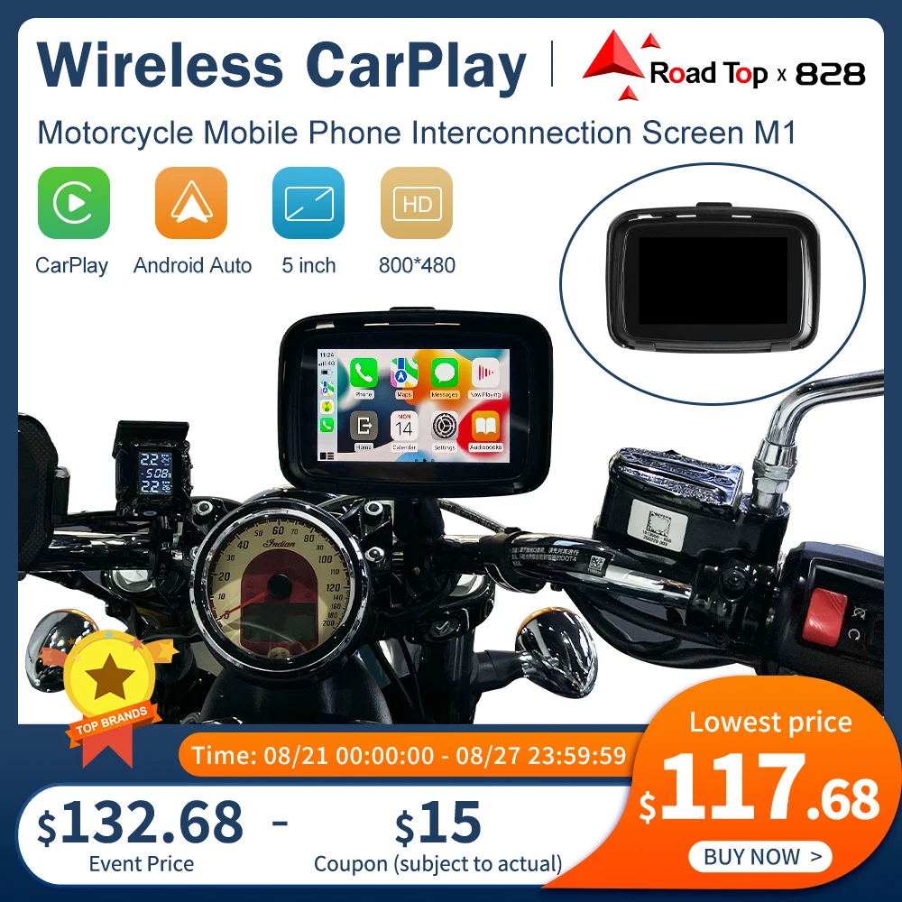 ROAD TOP 5” Waterproof Wireless Android Auto Apple Carplay Screen for Motorcycle Navigation Stereo Portable Bluetooth Monitor
ROAD TOP 5” Waterproof Wireless Android Auto Apple Carplay Screen for Motorcycle Navigation Stereo Portable Bluetooth Monitor