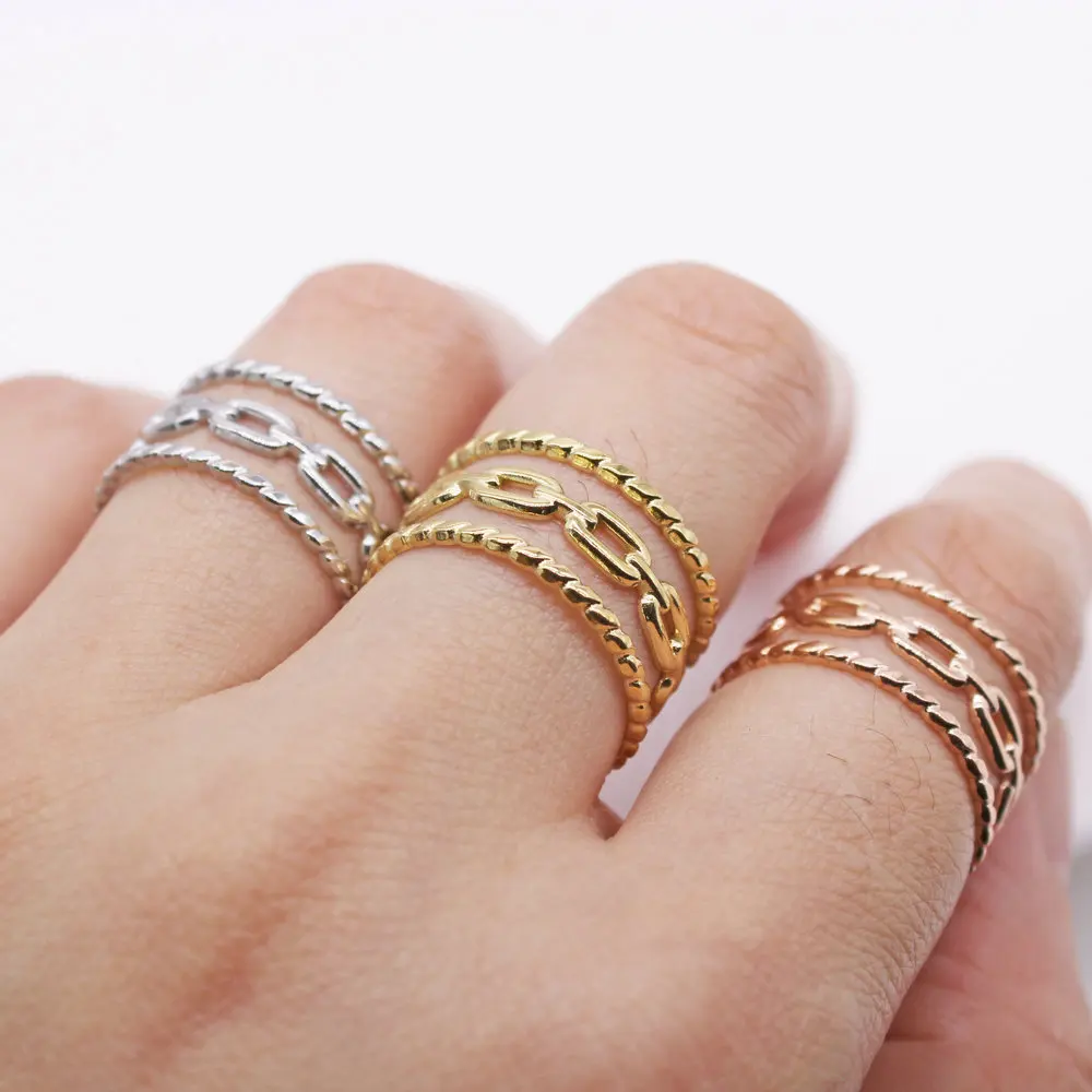 Stainless Steel Chain Rings For Women Party Daliy Jewelry Ring 3 Lines Hollow Adjustable Rings Tarinish Free Gold Ring
Stainless Steel Chain Rings For Women Party Daliy Jewelry Ring 3 Lines Hollow Adjustable Rings Tarinish Free Gold Ring