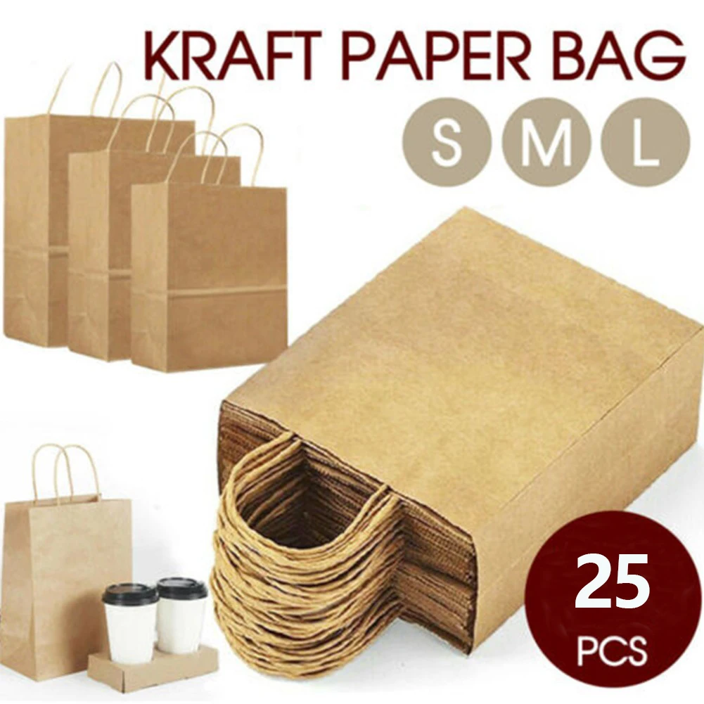 25Pcs Bulk Kraft Paper Gift Bags Shopping Carry Craft Brown Bag With Handles DIY Bag Party Festive Supplies Home Decoration
25Pcs Bulk Kraft Paper Gift Bags Shopping Carry Craft Brown Bag With Handles DIY Bag Party Festive Supplies Home Decoration