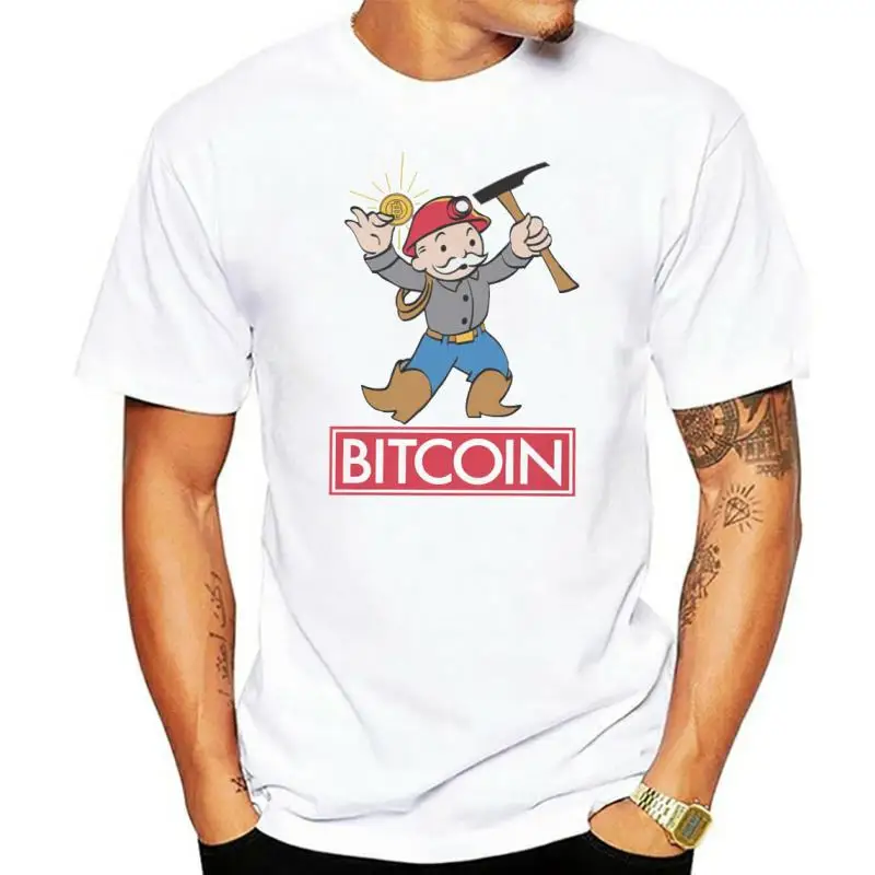

Bitcoin Cryptocurrency Miners Meme TShirt for Men Bitcoin Round Neck Pure Cotton T Shirt Hip Hop Gift Clothes Streetwear 6XL