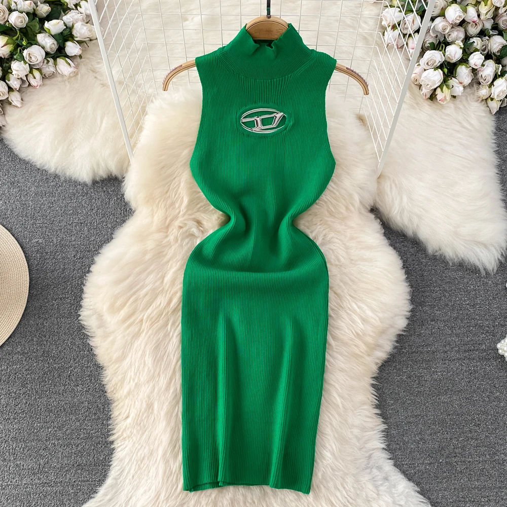 Elegant Sleeveless Hollow Elastic Knit Bodycon Dress Korean Fashion Party Vestidos Chic Summer Sexy Tight Women Dress Ins 
Elegant Sleeveless Hollow Elastic Knit Bodycon Dress Korean Fashion Party Vestidos Chic Summer Sexy Tight Women Dress Ins