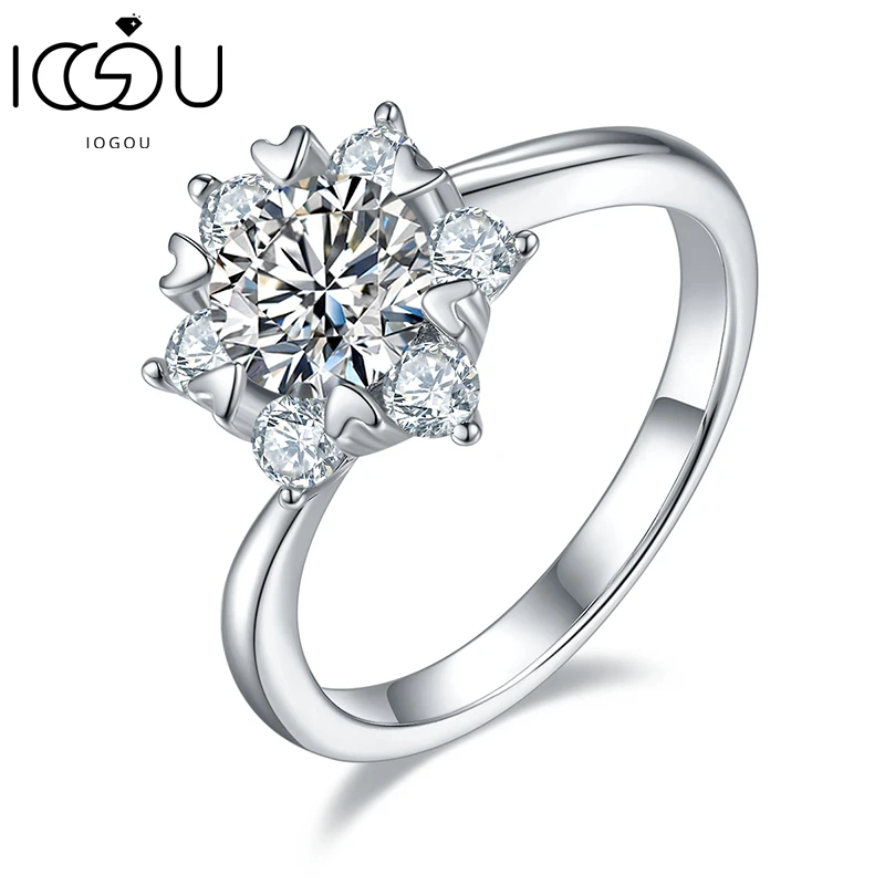 IOGOU 925 Sterling Silver 1.0ct Round Cut Moissanite Ring Ladies Snowflake Twisted Arm Natural Elements Wedding Ring
IOGOU 925 Sterling Silver 1.0ct Round Cut Moissanite Ring Ladies Snowflake Twisted Arm Natural Elements Wedding Ring
